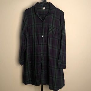 Plaid Button Down Shirt Dress